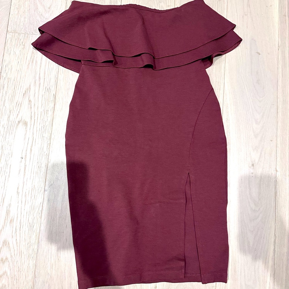 Short Slitted Strapless Dress